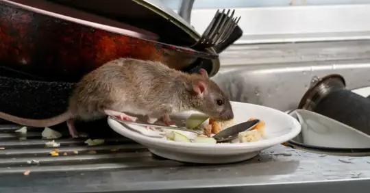 Rat inside a kitchen