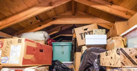 Attic filled with stored items